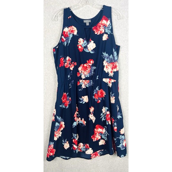 Market and Spruce Maxi Dress Womens Large Indigo Keyhole Neck Elastic Waist Boho - Picture 5 of 16